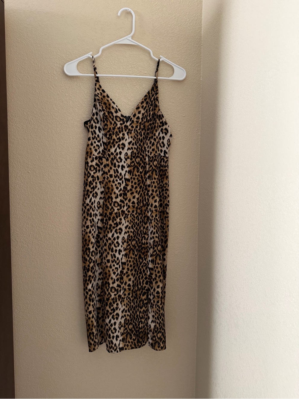 Express Leopard Print Midi Slip Dress - Tan & Black